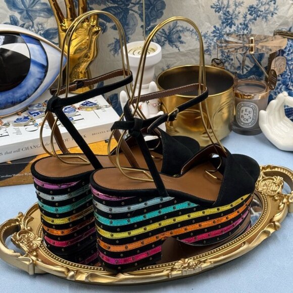 🆕 KURT GEIGER LONDON 🧿 NWOB Shoreditch Rainbow Platform Sandal Sz 36 US 6 - Picture 9 of 16